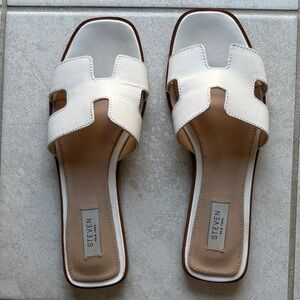 Steve Madden White Slide Sandals